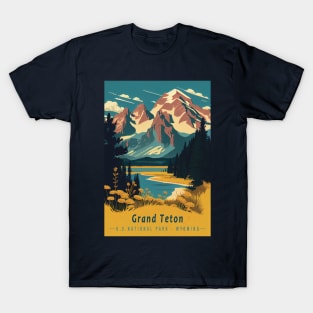 Grand Teton National Park Vintage Travel Poster T-Shirt